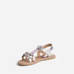 Sandale BUGGY parme métallisé en cuir