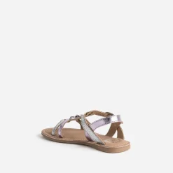 Sandale BUGGY parme métallisé en cuir