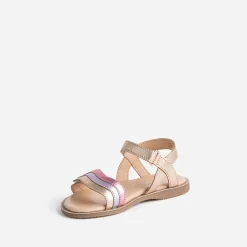 Sandale BUGGY rose cuivré cuir bride tricolore