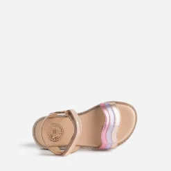 Sandale BUGGY rose cuivré cuir bride tricolore