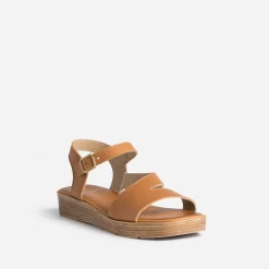 Sandale camel en cuir