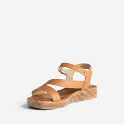 Sandale camel en cuir