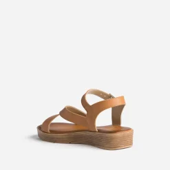 Sandale camel en cuir