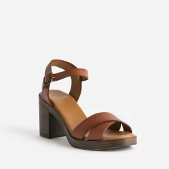 Sandale camel en cuir éco-conçu
