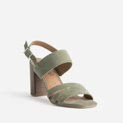 Sandale CAPRICE kaki en cuir velours