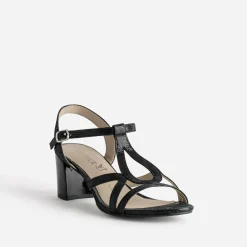 Sandale CAPRICE noire cuir effet python verni