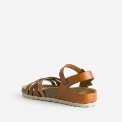 Sandale cognac en cuir