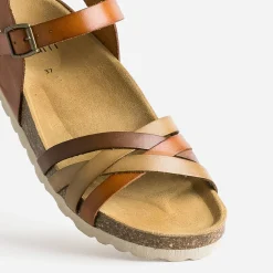 Sandale cognac en cuir