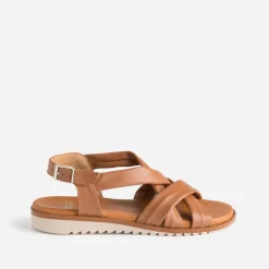 Sandale cognac en cuir souple éco-conçu
