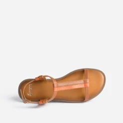 Sandale cognac et orange en cuir