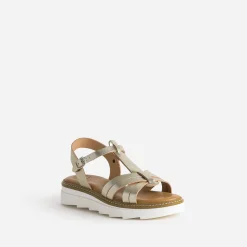 Sandale compensée BUGGY dorée en cuir