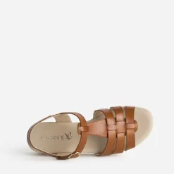 Sandale compensée CAPRICE cognac cuir