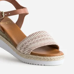 Sandale compensée en cuir éco-conçu