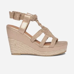 Sandale compensée TEXTO beige irisée