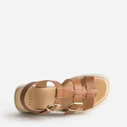 Sandale compensée TEXTO cognac