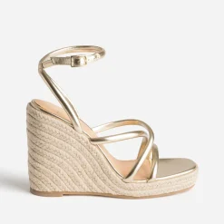 Sandale compensée TEXTO dorée