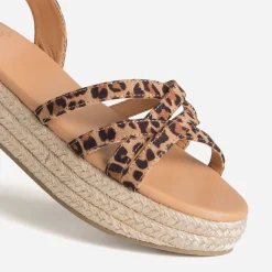 Sandale compensée TEXTO imprimé léopard