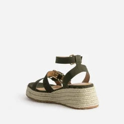 Sandale compensée TEXTO kaki