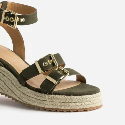 Sandale compensée TEXTO kaki