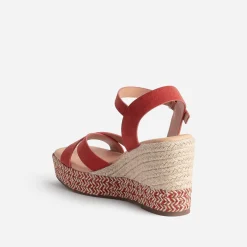 Sandale compensée TEXTO terracotta suédée