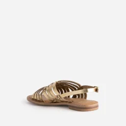 Sandale dorée cuir lisse tressé
