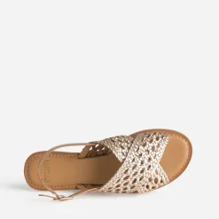 Sandale dorée cuir tressé