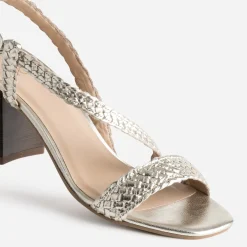 Sandale dorée cuir tressé