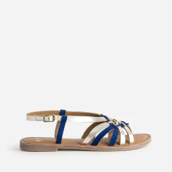 Sandale dorée et marine en cuir