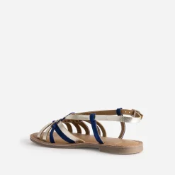 Sandale dorée et marine en cuir