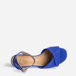 Sandale ERAM FLEX bleu électrique cuir velours