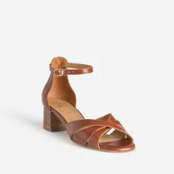 Sandale ERAM FLEX cognac cuir brides croisées