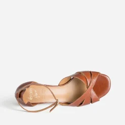 Sandale ERAM FLEX cognac cuir brides croisées