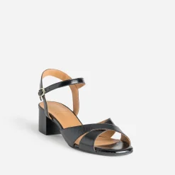 Sandale ERAM FLEX noir cuir verni