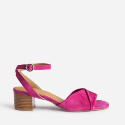 Sandale ERAM FLEX rose foncé cuir velours