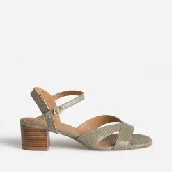 Sandale ERAM FLEX verte cuir effet python