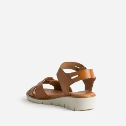 Sandale FRANCE ARNO cognac et effet python cuir