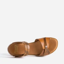 Sandale FRANCE ARNO cognac et effet python cuir