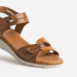Sandale FRANCE ARNO cognac et effet python cuir
