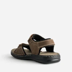 Sandale FRANCE ARNO marron cuir à scratchs