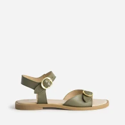 Sandale kaki en cuir