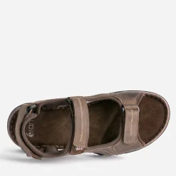 Sandale marron en cuir à scratchs