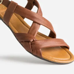 Sandale marron en cuir souple