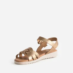 Sandale marron métallisée en cuir