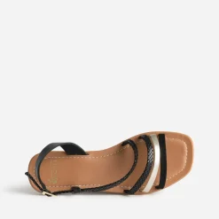 Sandale noir et doré cuir velours