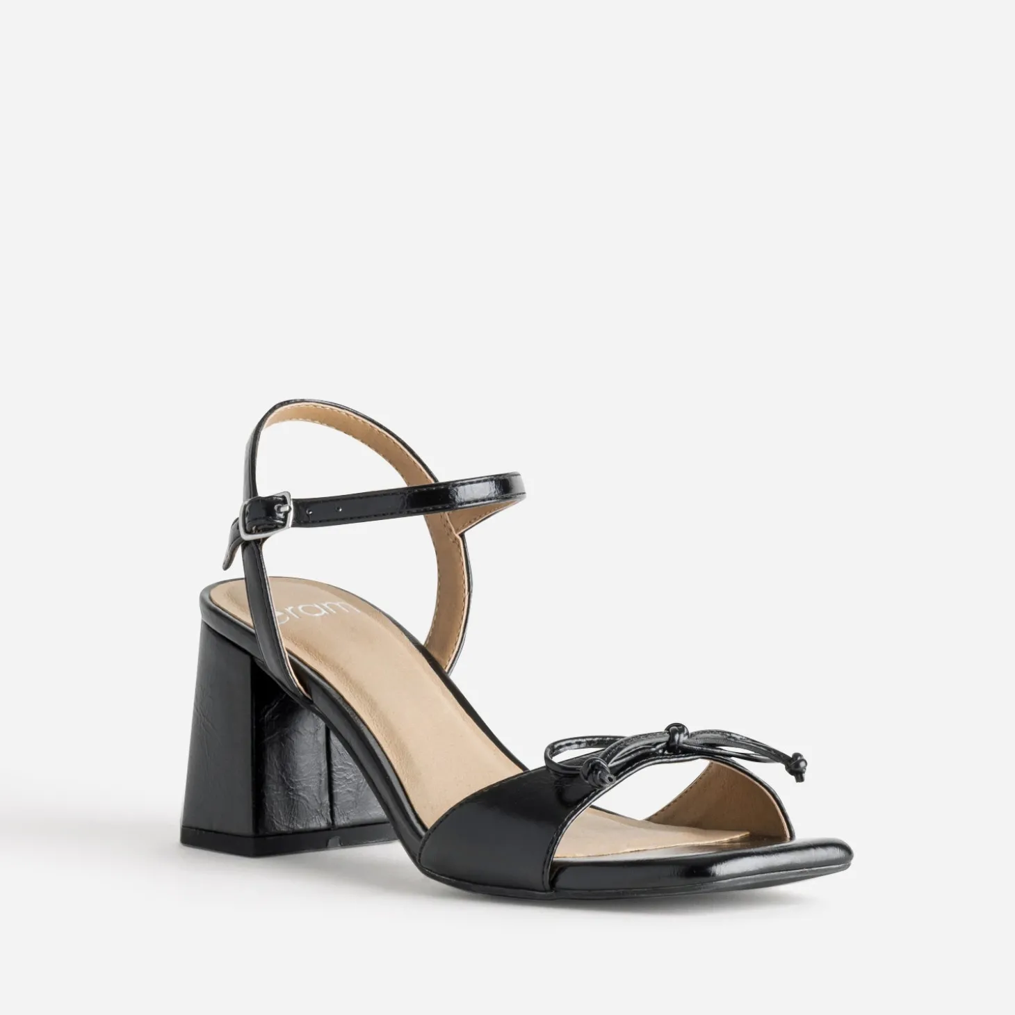 Sandale noire décor nœud