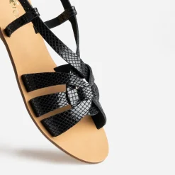 Sandale noire effet python verni