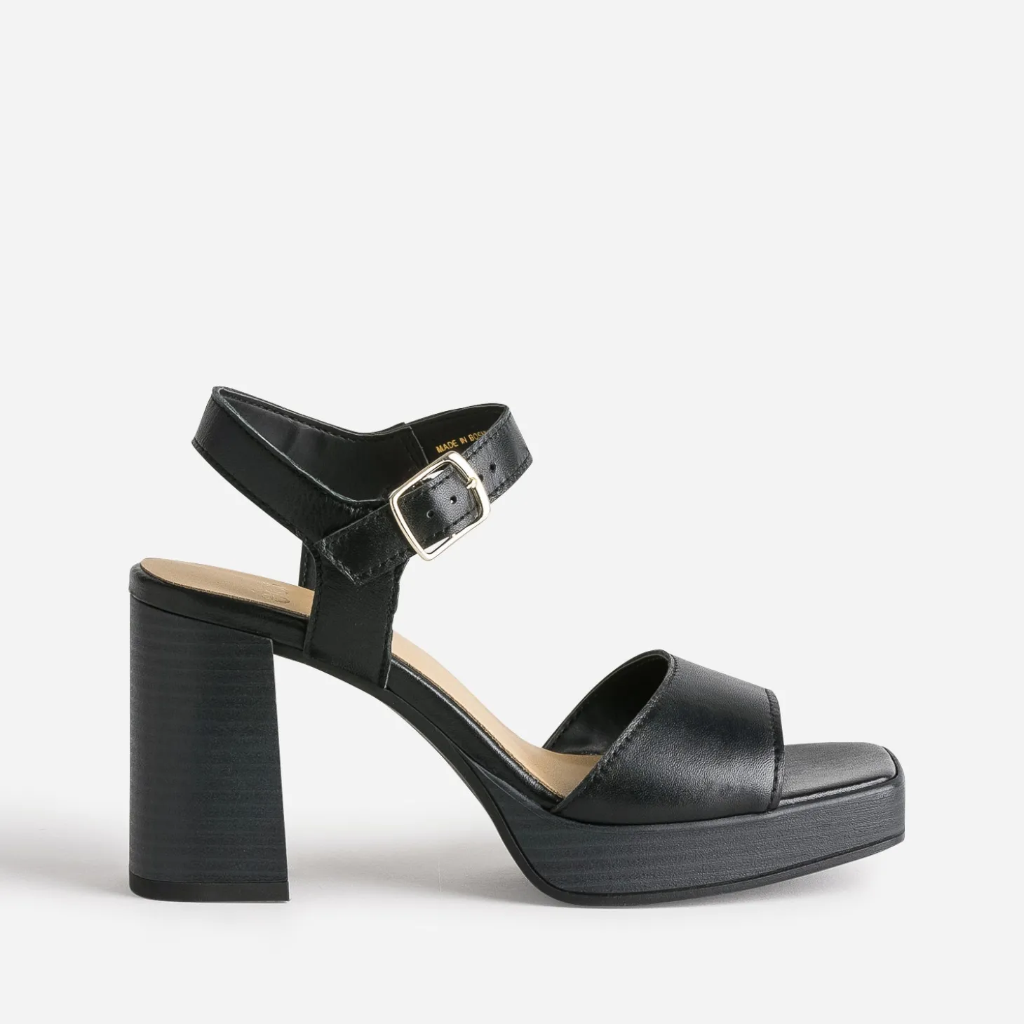 Sandale noire en cuir à plateforme