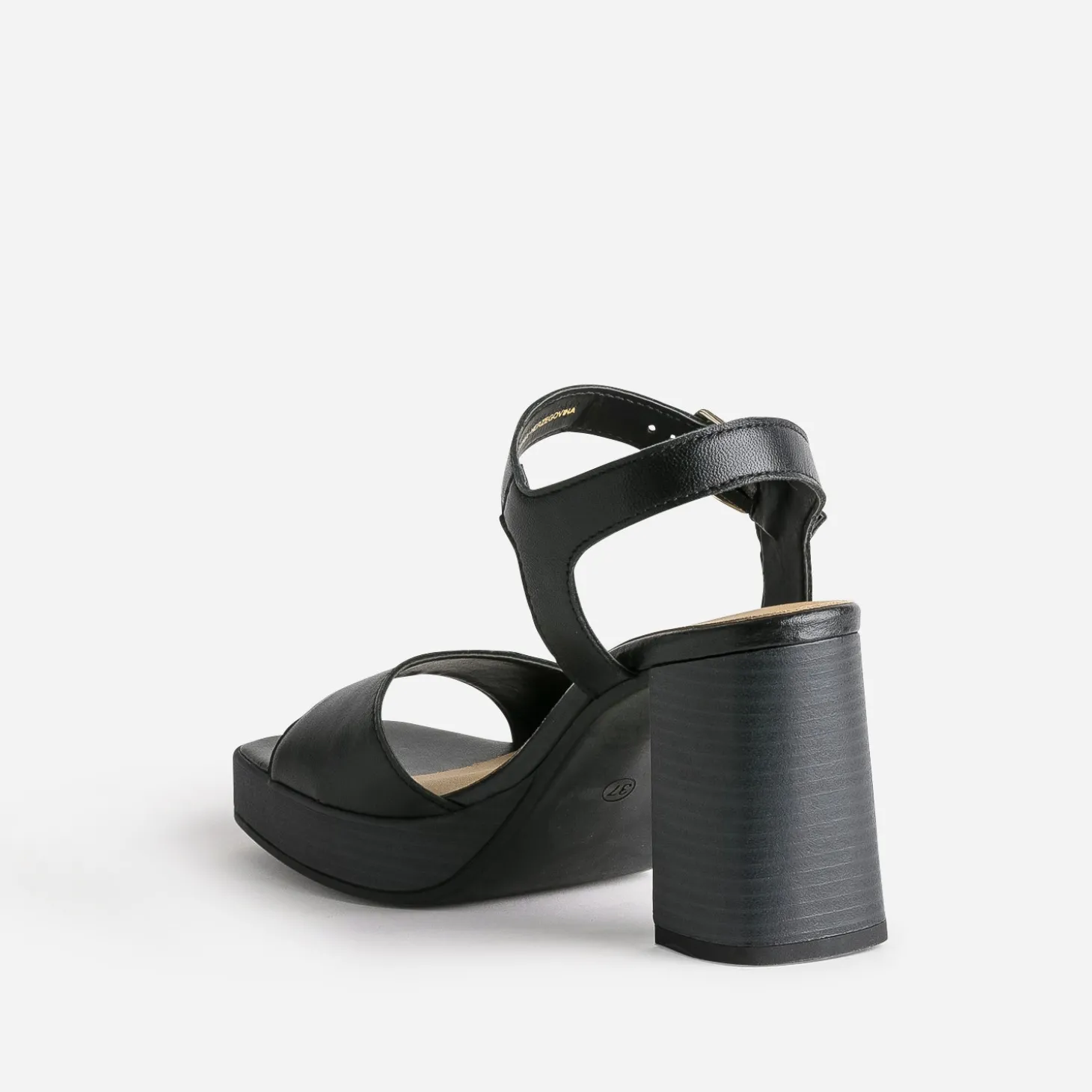 Sandale noire en cuir à plateforme