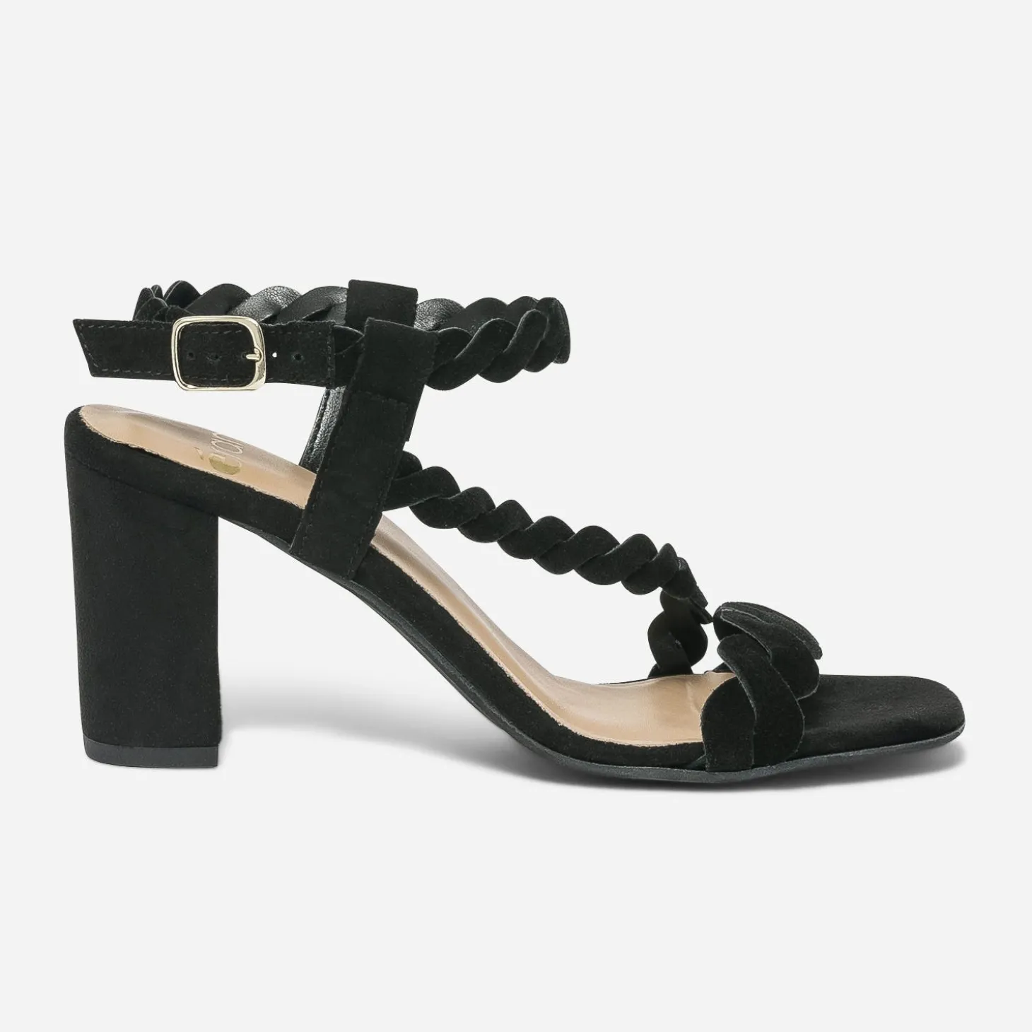 Sandale noire en cuir velours