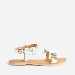 Sandale or en cuir à brides entrelacées